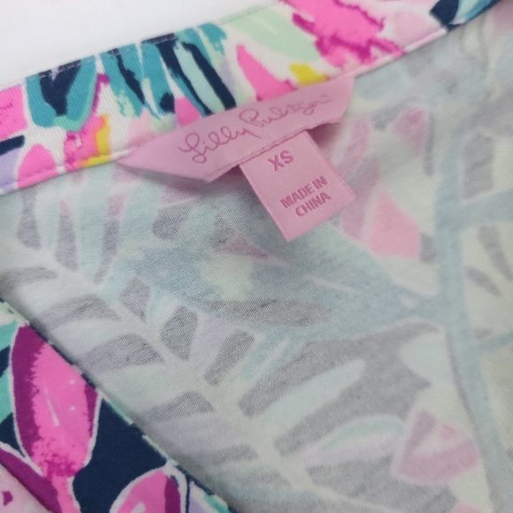 Lilly Pulitzer Blue Pink Floral Wrap Dress Sz Xs - Picture 6 of 11